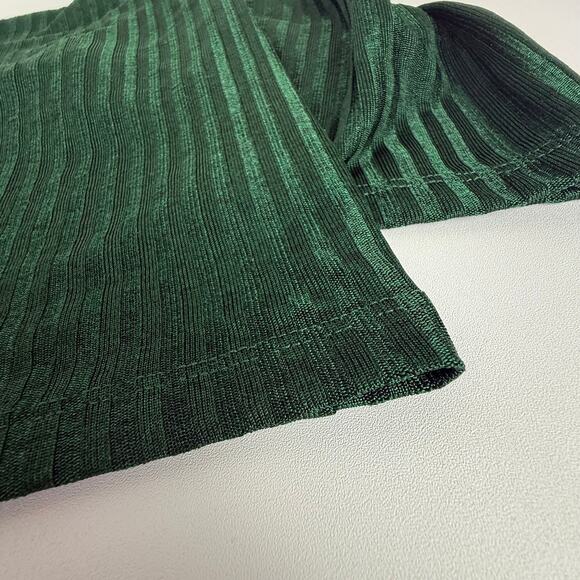 Michael Kors Women's Size S Short Sleeve Shirt Gold Button Ribbed Emerald Green - Picture 15 of 16